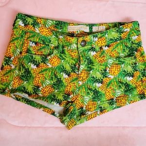 Pineapple Tropical Denim Jeans Shorts